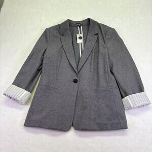 Express Womens Gray Tweed Editor Fitted One Button Blazer Size L NWT